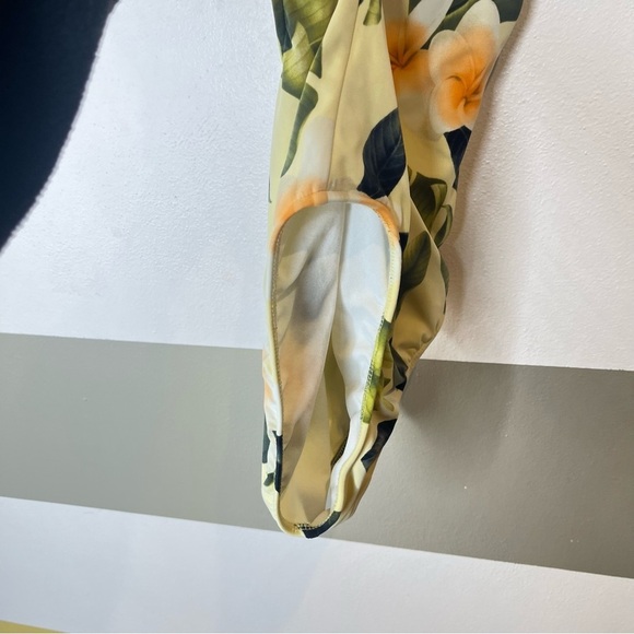 Vintage Leiloni 90s Pastel Yellow One Piece Tropical Floral Pinup Swimsuit 8 - Picture 7 of 16